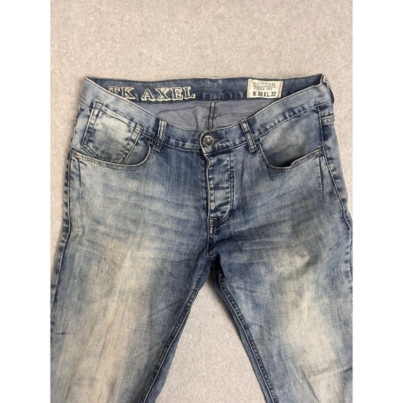 TK Axel Dutton Mens 30X32 Denim Jeans Taper Fit Light Wash Button Fly - Picture 2 of 16